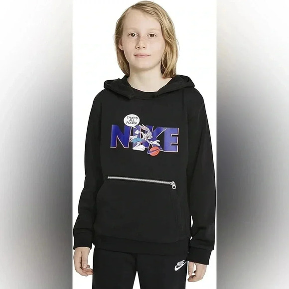 Nike Other - Nike Kids Space Jam Hoodie Black Bugs Bunny Dri-FIT Size L Casual Zipper Pocket